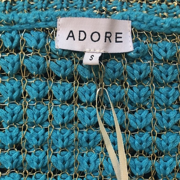 NWT ADORE Turquoise Silver Chain Link Crochet Layering Top Vest Women’s Small - Picture 13 of 16